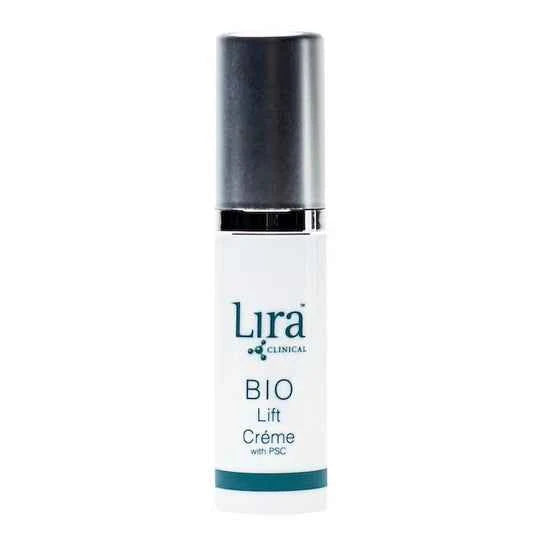 Lira Clinical BIO Lift Crème in a white cylindrical bottle with a black cap, shown on a plain white background.
