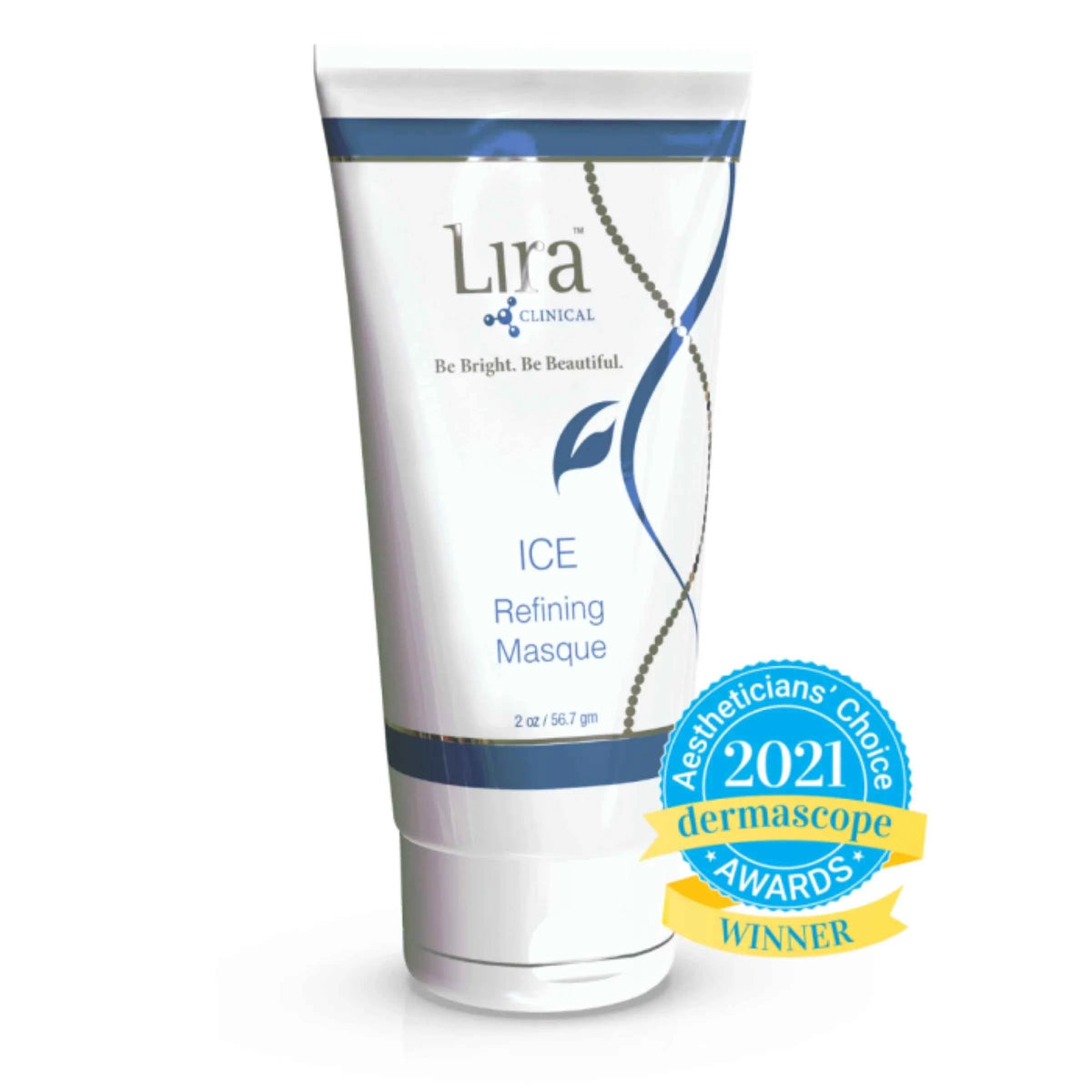 Lira Ice Refining Masque tube with 2021 Dermascope Award badge on a white background